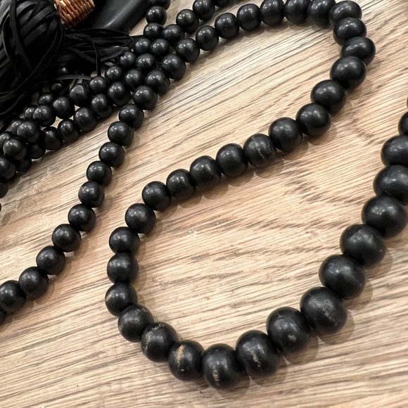 {35 Coins} Black Beaded iPhone 11 & XR Sash | Leather Free People Necklace Case - Picture 8 of 16